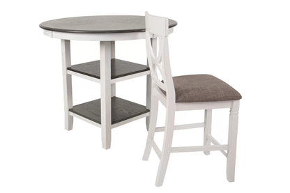 The Ellis White Round Counter Height Dining Set – 5 Piece