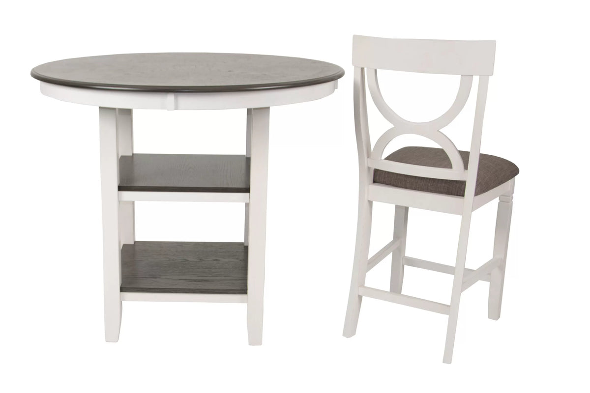 The Ellis White Round Counter Height Dining Set – 5 Piece