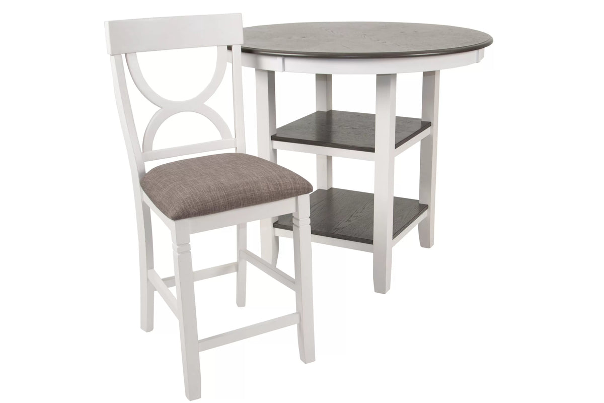 The Ellis White Round Counter Height Dining Set – 5 Piece