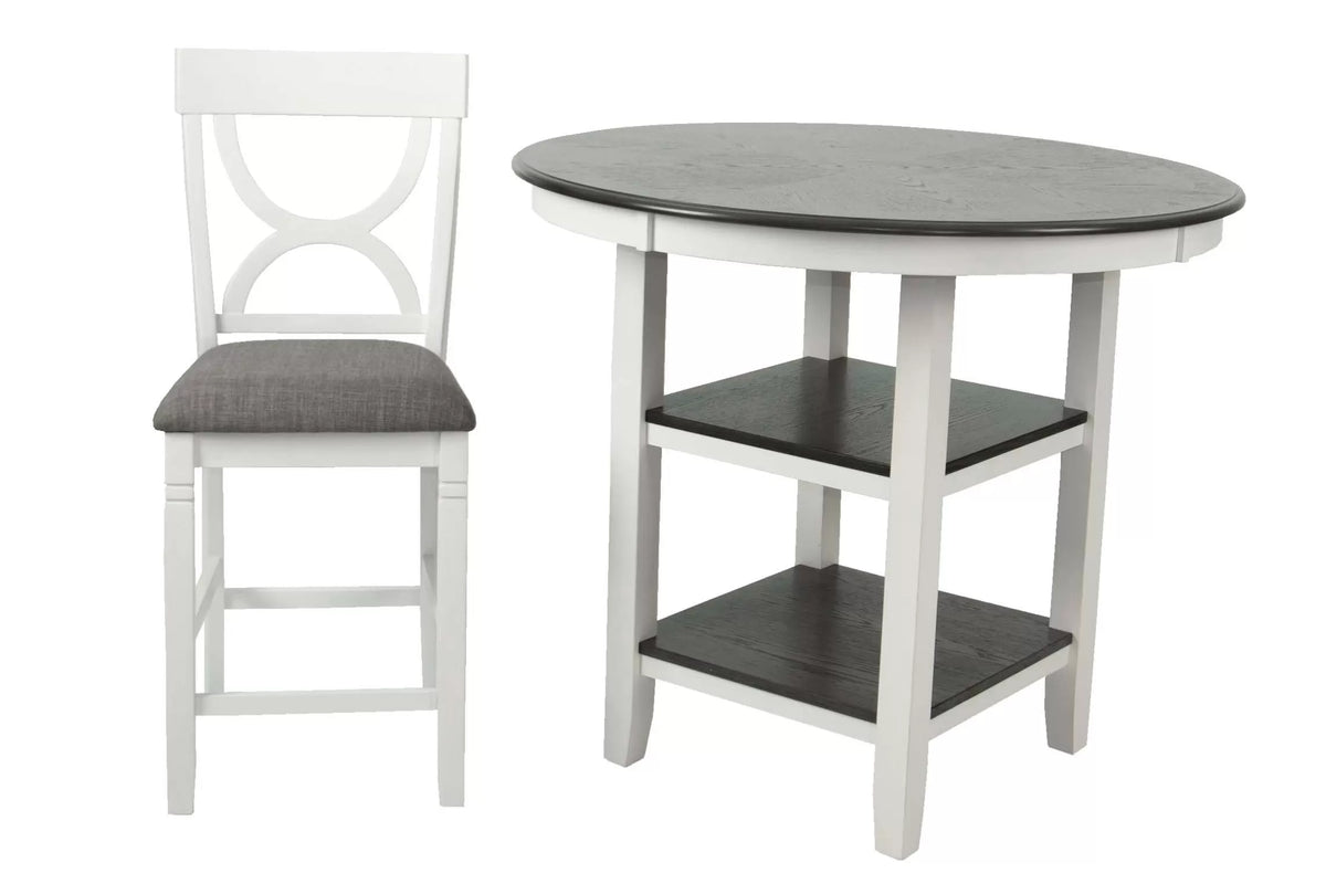 The Ellis White Round Counter Height Dining Set – 5 Piece
