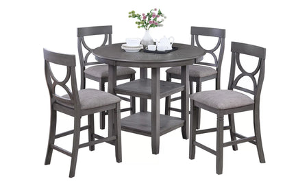 The Ellis Gray Round Counter Height Dining Set – 5 Piece