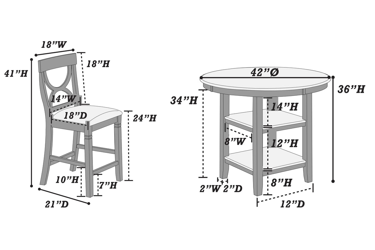 The Ellis Gray Round Counter Height Dining Set – 5 Piece
