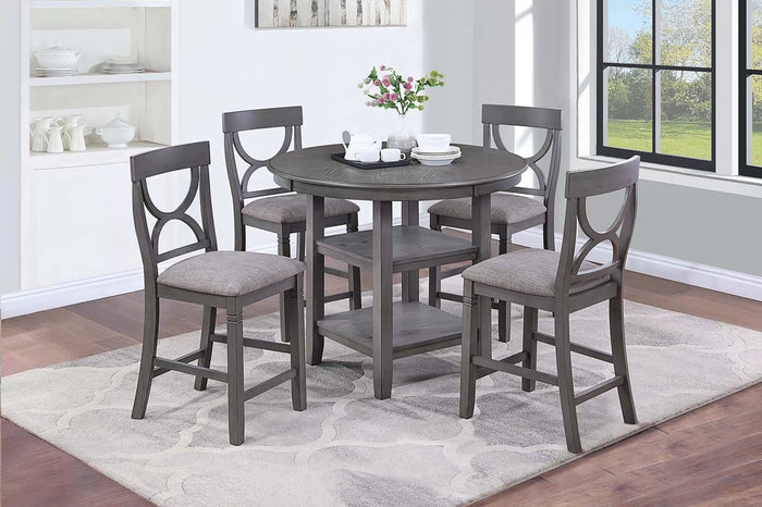 Juego de Comedor Ellis Gris Redonda – 5 Piezas