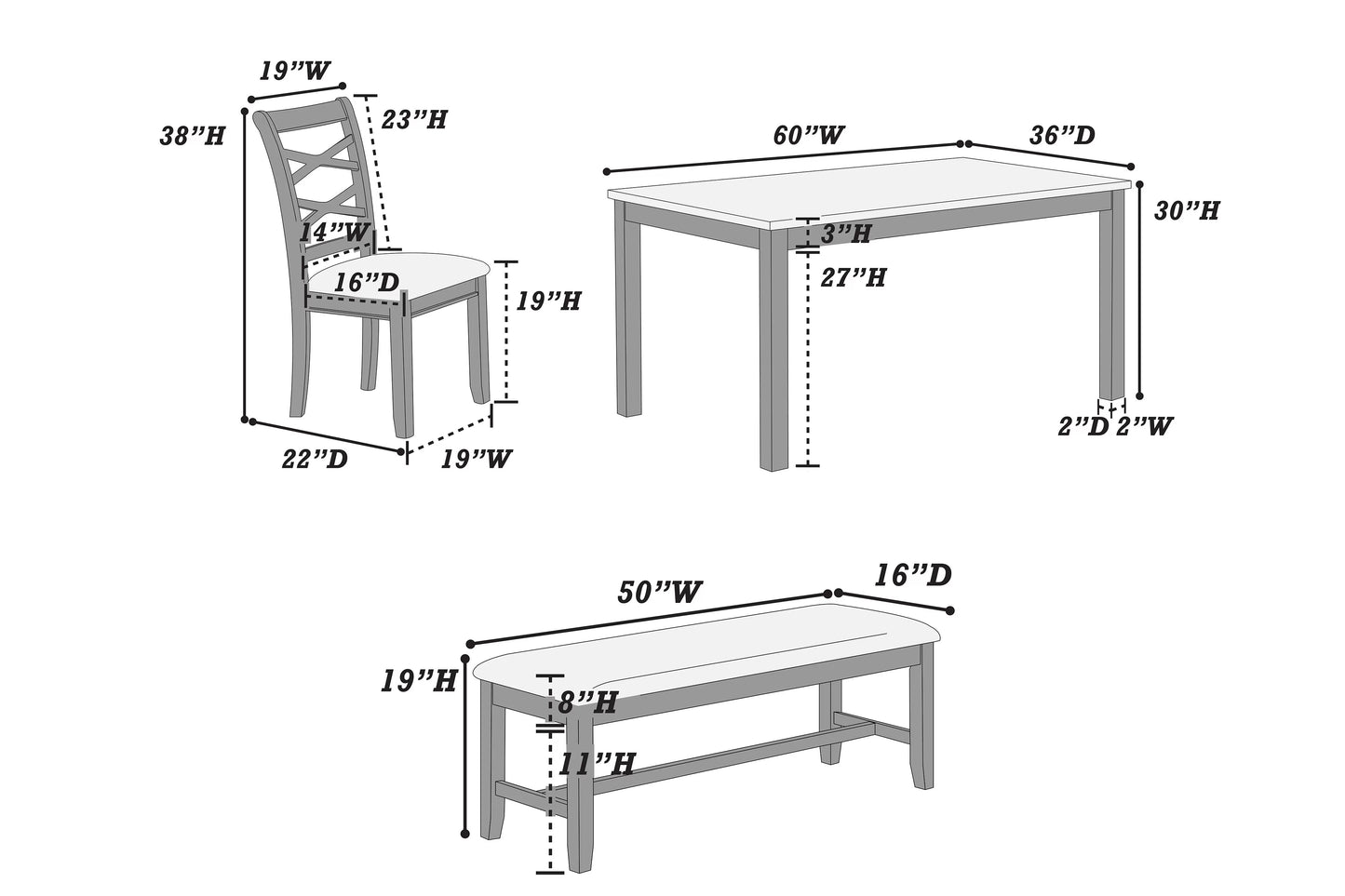 The Ashton Charcoal Dining Set – 6 Piece