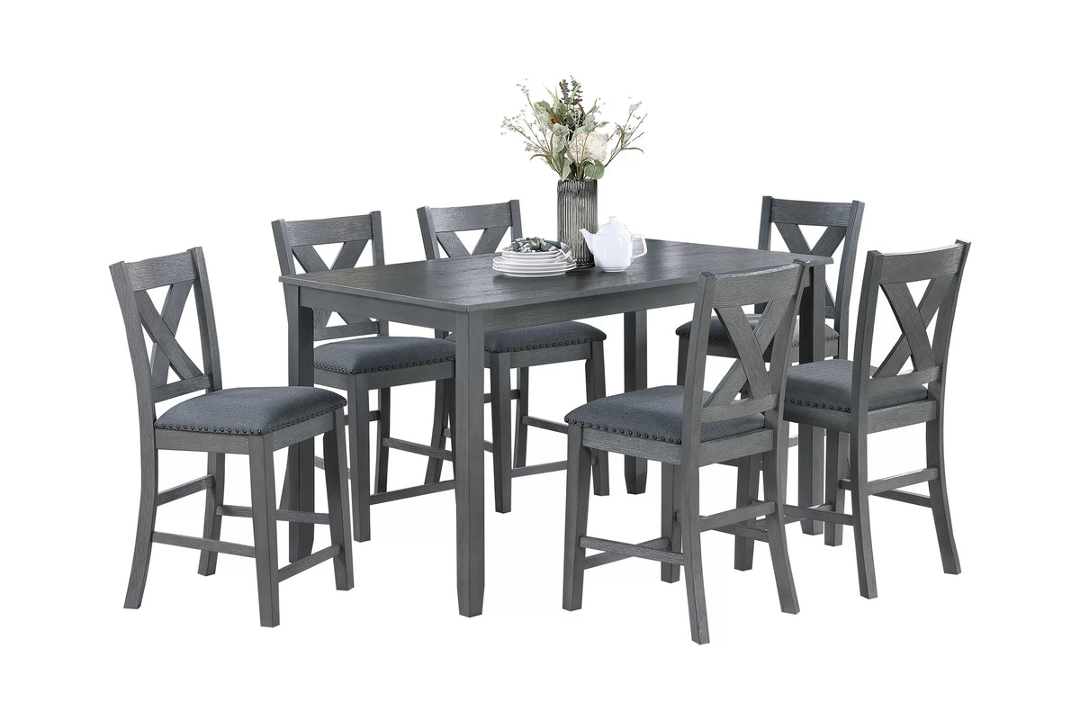 The Sutton Gray Counter Height Dining Set – 7 Piece