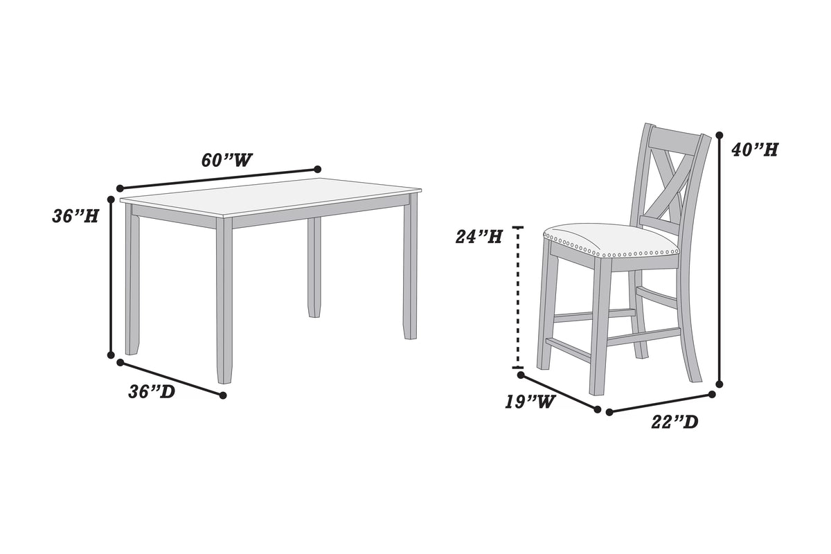 The Sutton Gray Counter Height Dining Set – 7 Piece