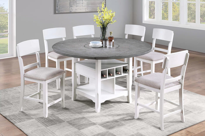 The Whitfield Counter-Height Lazy Susan Dining Set – 7 Piece