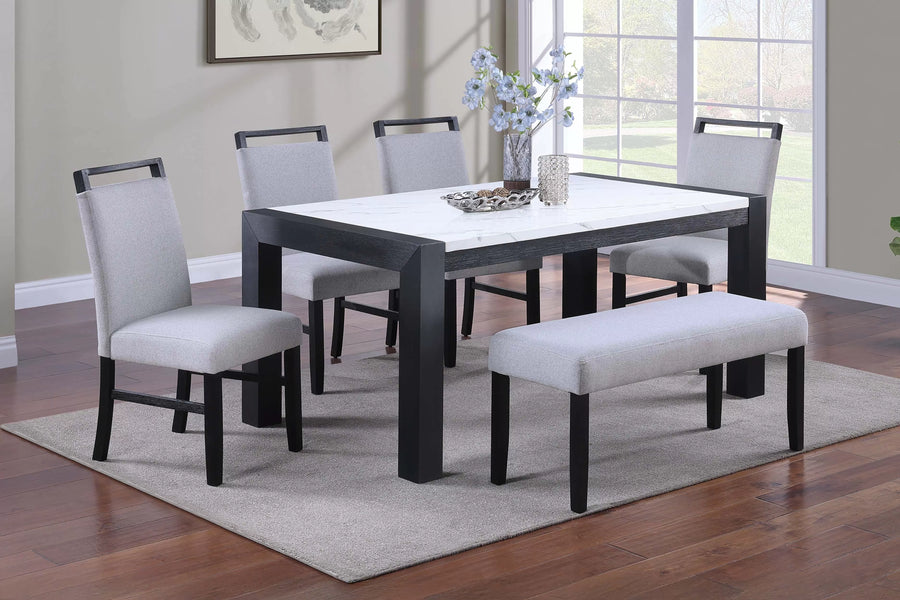 The Kensington Dining Set with Bench – 6 Piece