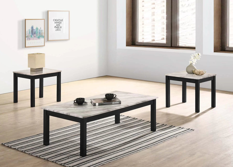 3-Piece Faux Marble Top Coffee Table Set