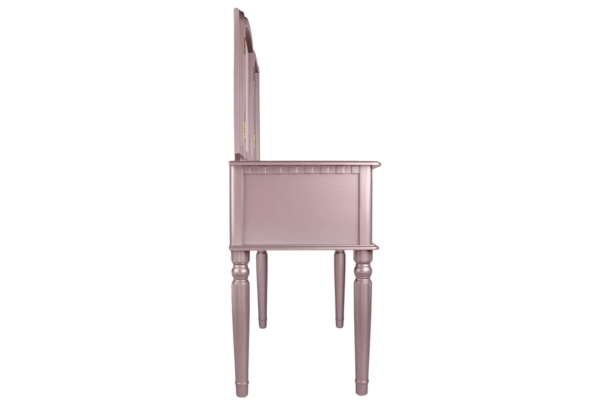 The Giselle Rose Gold Tri-Fold Mirror Vanity Set with Stool - view 2
