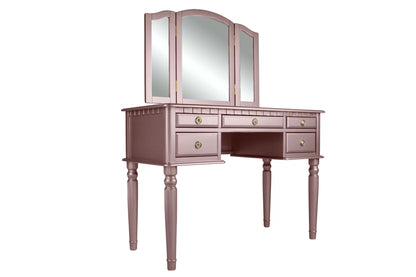 The Giselle Rose Gold Tri-Fold Mirror Vanity Set with Stool - view 3