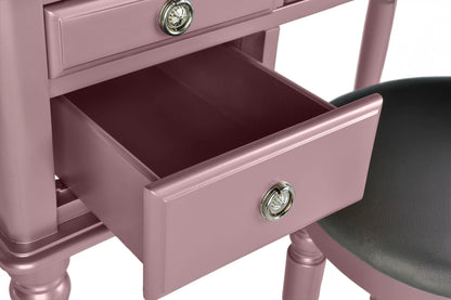 The Giselle Rose Gold Tri-Fold Mirror Vanity Set with Stool - view 6