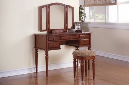 The Giselle Cherry Tri-Fold Mirror Vanity Set with Stool - view 10