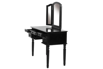 The Giselle Black Tri-Fold Mirror Vanity Set with Stool - view 3