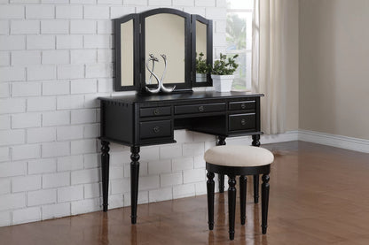 The Giselle Black Tri-Fold Mirror Vanity Set with Stool - view 6