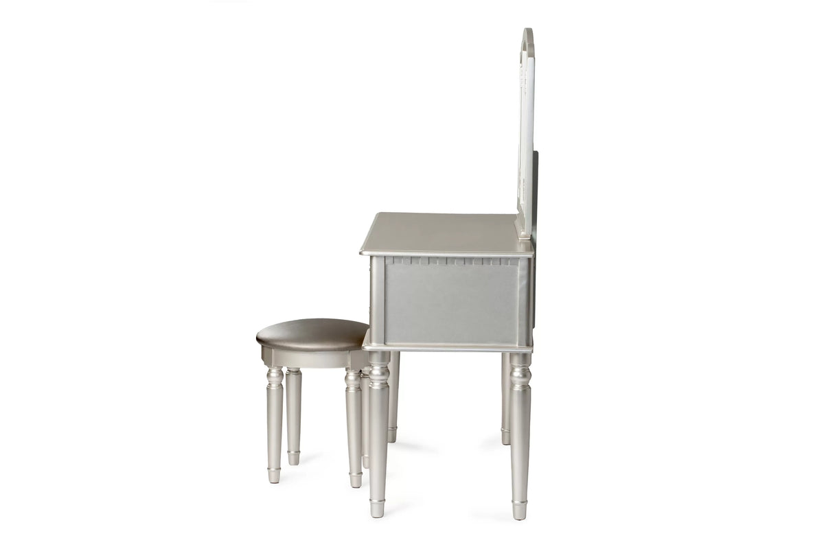 The Giselle Silver Tri-Fold Mirror Vanity Set with Stool - view 4