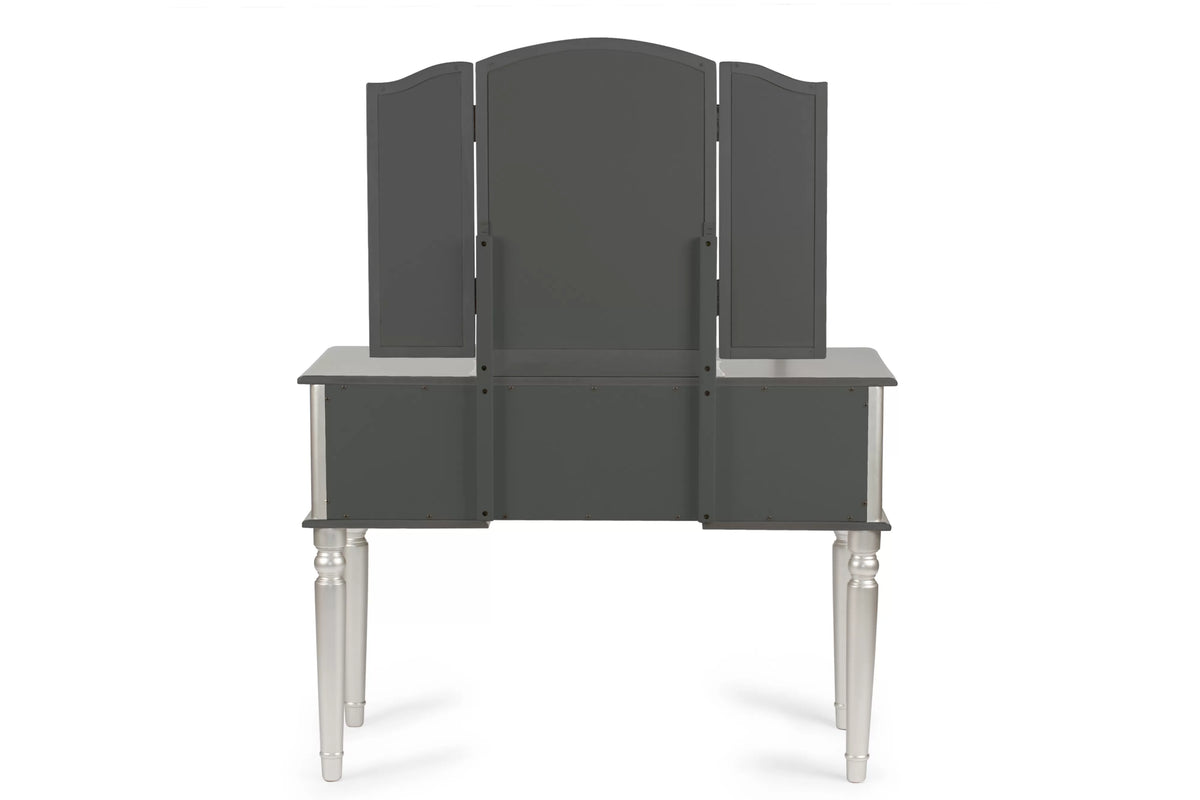 The Giselle Silver Tri-Fold Mirror Vanity Set with Stool - view 5