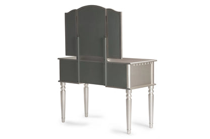 The Giselle Silver Tri-Fold Mirror Vanity Set with Stool - view 6