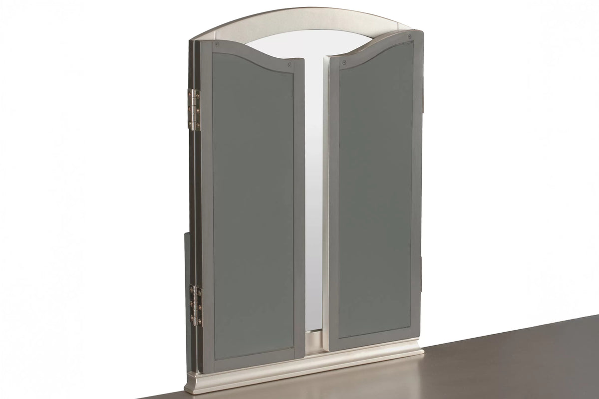 The Giselle Silver Tri-Fold Mirror Vanity Set with Stool - view 9