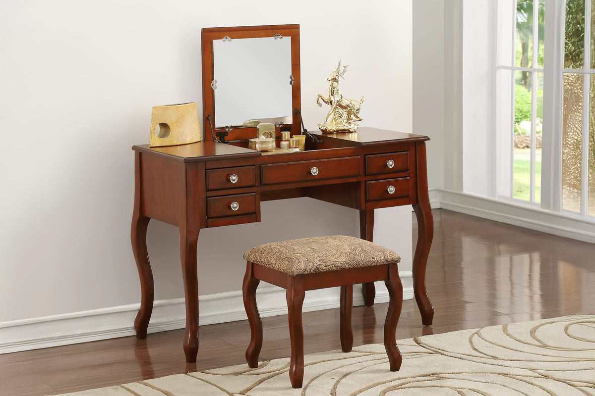 The Rowan Cherry Vanity Set with Stool - view 3