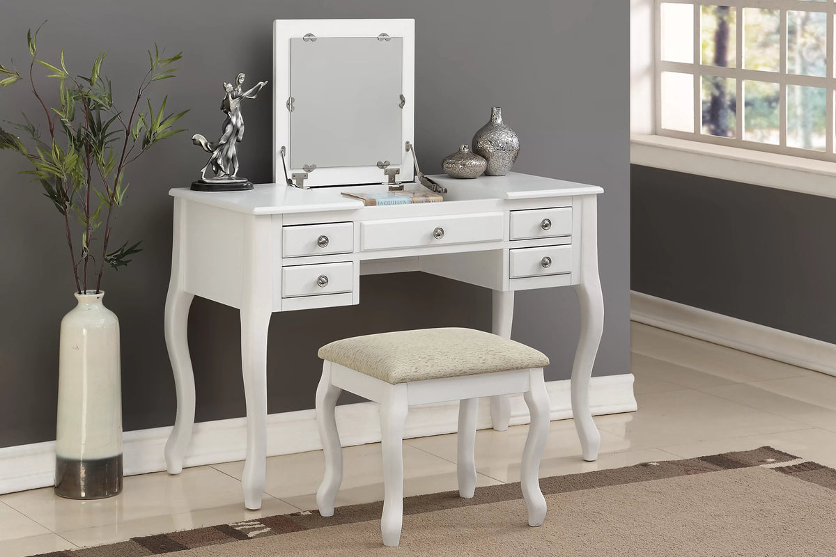 The Rowan White Vanity Set with Stool - view 3