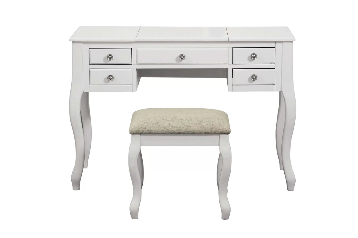 The Rowan White Vanity Set with Stool - view 1