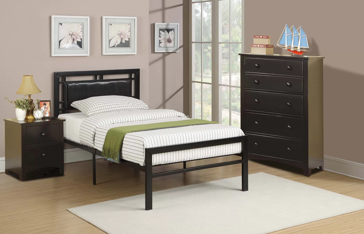 The Timberline Black Wood Twin Bed Frame, Nightstand & Chest – 3 Piece - view 6
