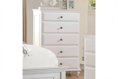 5-Piece California King Bedroom Set – Bed, Nightstand, Dresser, Mirror & Chest | White Wood | F9270CK Bundle