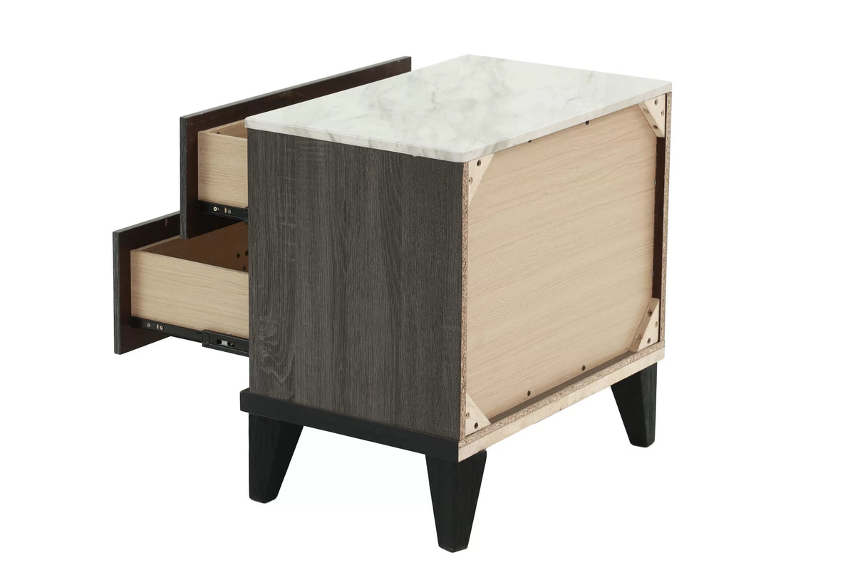 The Mercer Brown Faux Leather Queen Bed Frame, Nightstand & Chest – 3 Piece - view 5