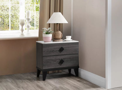 The Mercer Brown Faux Leather Twin Bed Frame, Nightstand & Chest – 3 Piece - view 4