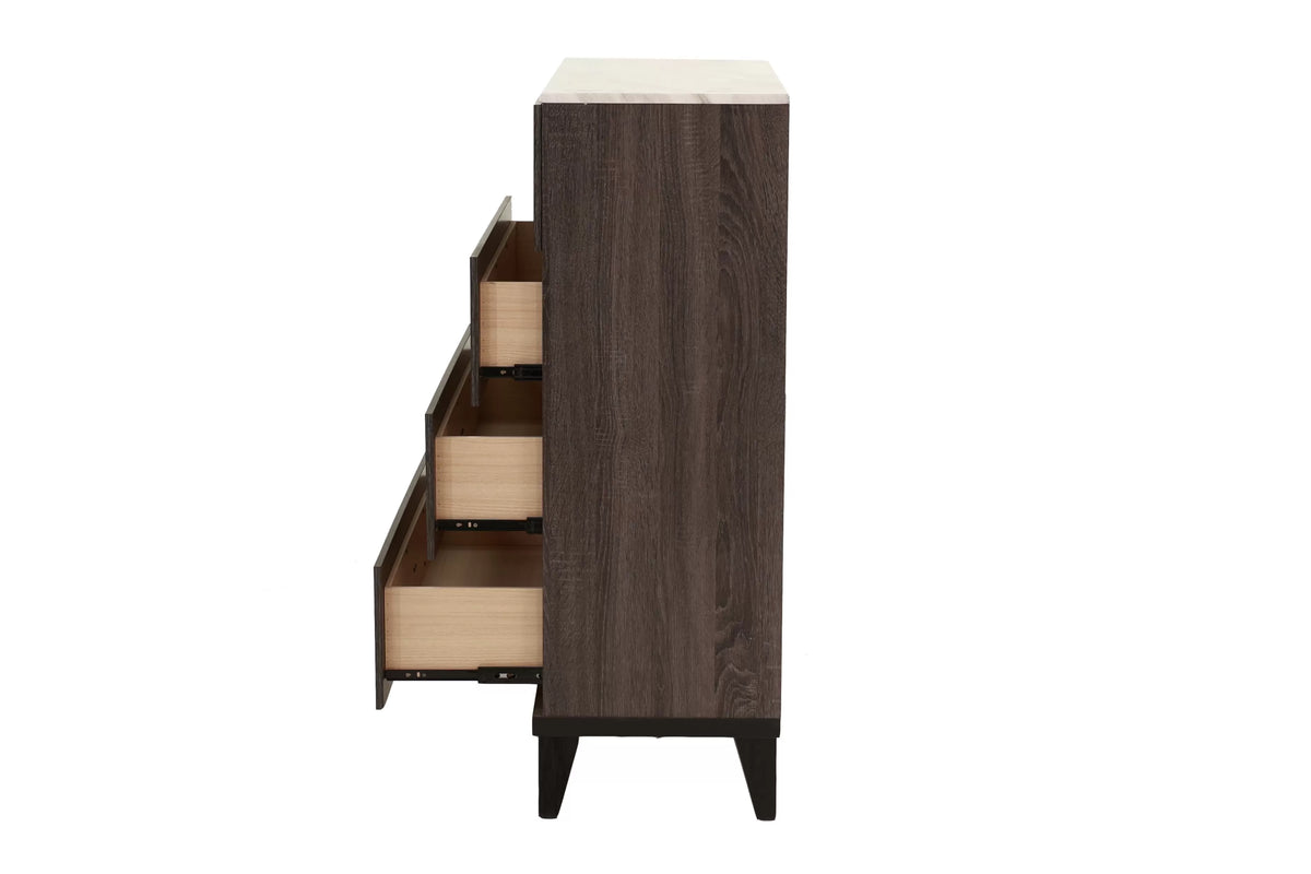 The Mercer Brown Faux Leather Full Bed Frame, Nightstand & Chest – 3 Piece - view 20