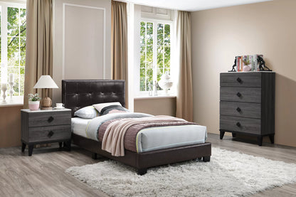 The Mercer Brown Faux Leather Queen Bed Frame, Nightstand & Chest – 3 Piece - view 23