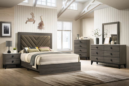 The Mercer Brown Faux Leather Full Bed Frame, Nightstand & Chest – 3 Piece - view 27