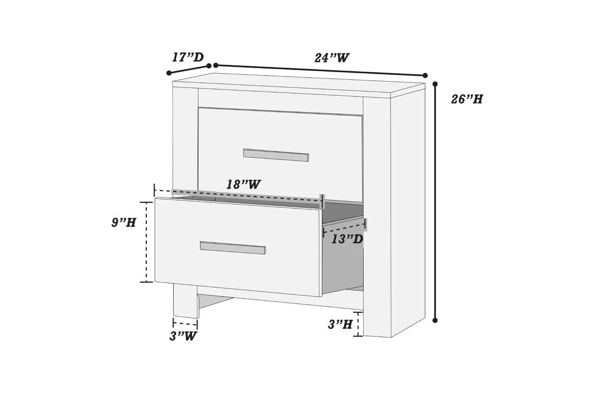 2-Drawer Nightstand – White Modern Farmhouse Design | F5521