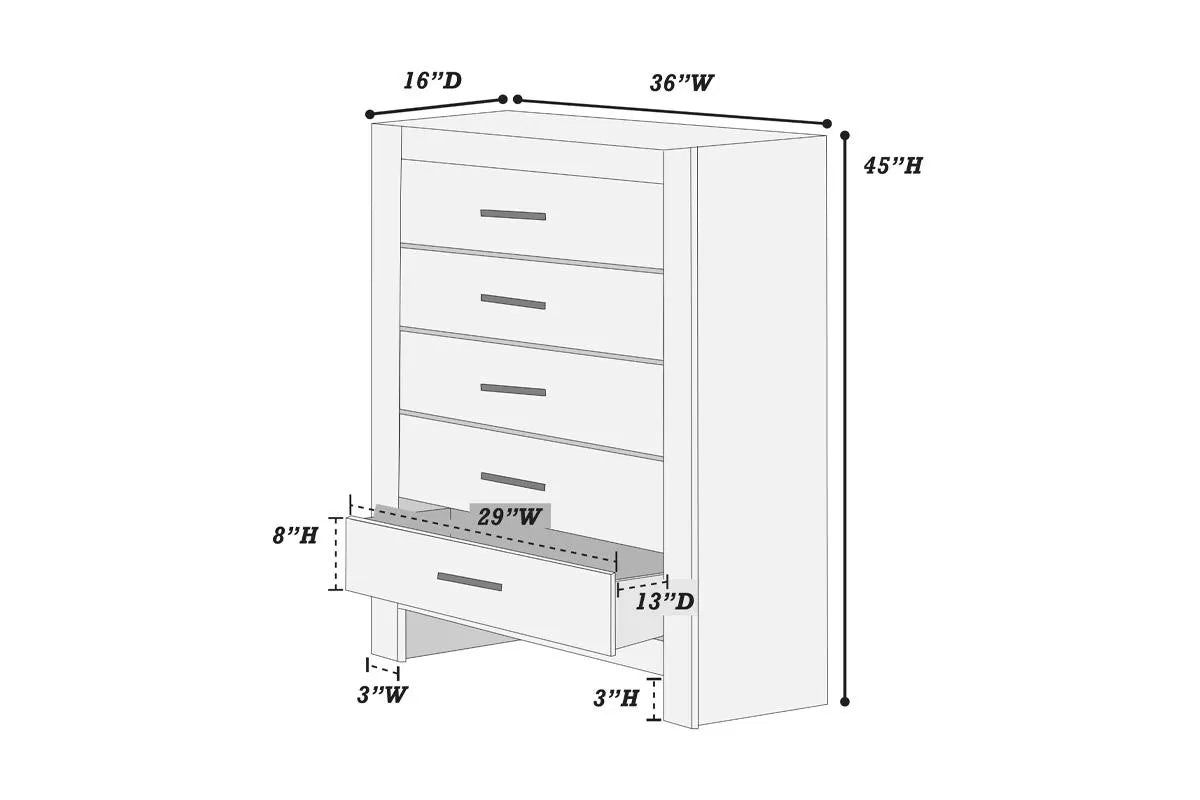 5-Drawer Chest – White Modern Farmhouse Design with Gray Top | F5524