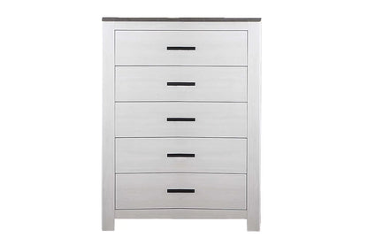5-Drawer Chest – White Modern Farmhouse Design with Gray Top | F5524