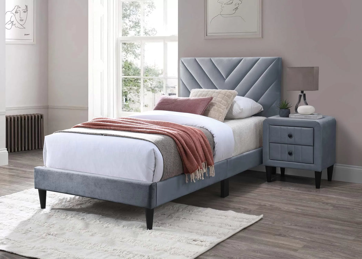 The Winslow Gray Velvet Nightstand - view 2