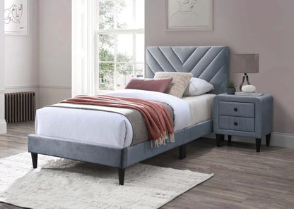 The Winslow Gray Velvet Nightstand - view 2