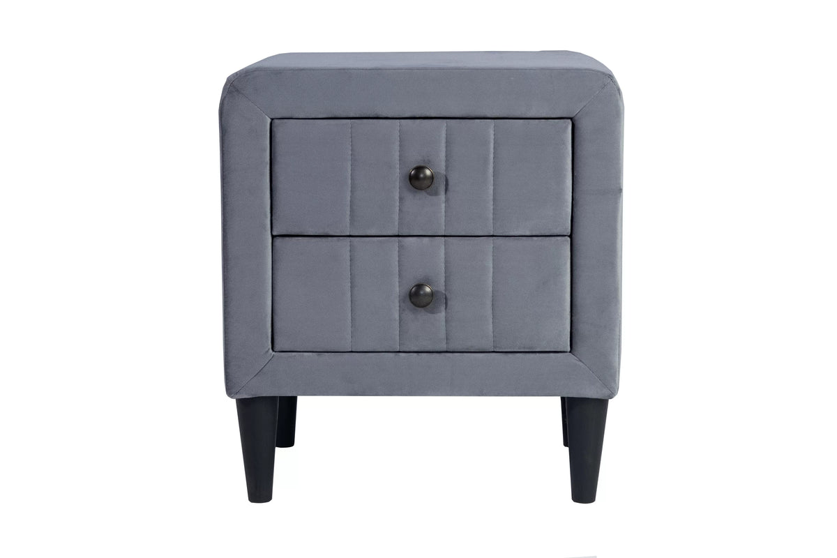 The Winslow Gray Velvet Nightstand - view 6