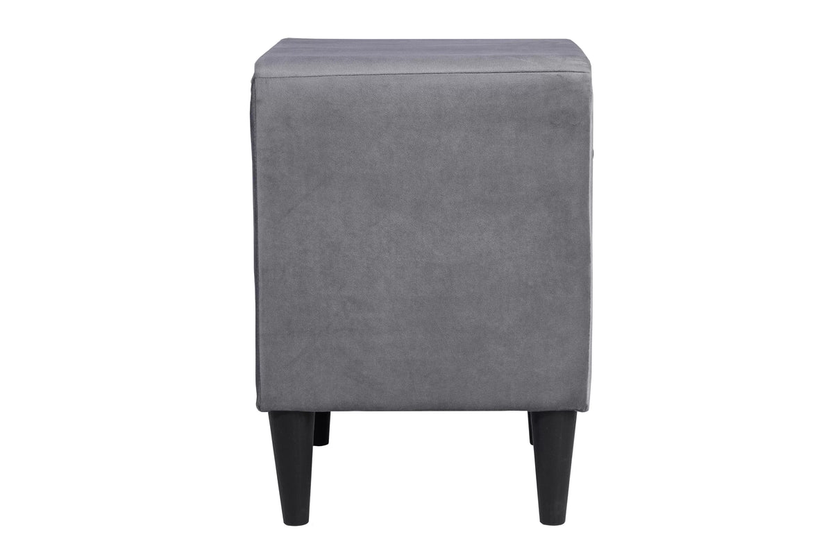 The Harlow Gray Velvet Chevron-Tufted Full Bed Set – Bed & Nightstand - view 9