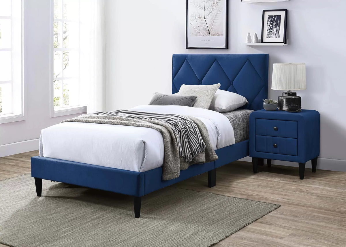 The Winslow Navy Blue Velvet Nightstand - view 4