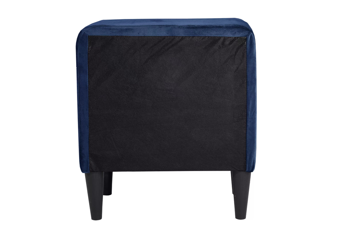 The Harlow Navy Blue Velvet Chevron-Tufted Full Bed Set – Bed & Nightstand - view 11
