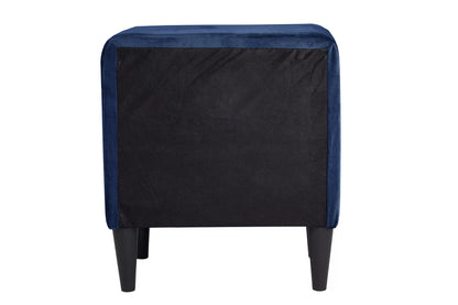 The Harlow Navy Blue Velvet Chevron-Tufted Full Bed Set – Bed & Nightstand - view 11