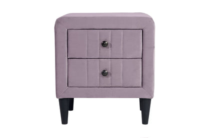 The Harlow Light Pink Velvet Chevron-Tufted Full Bed Set – Bed & Nightstand - view 8
