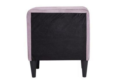 The Harlow Light Pink Velvet Chevron-Tufted Full Bed Set – Bed & Nightstand - view 11