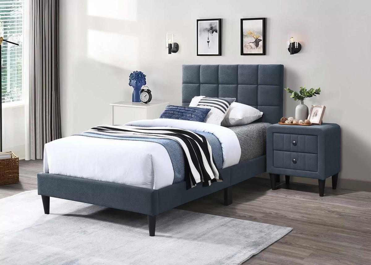 The Calloway Charcoal Linen Full Bed Frame & Nightstand – 2 Piece - view 5