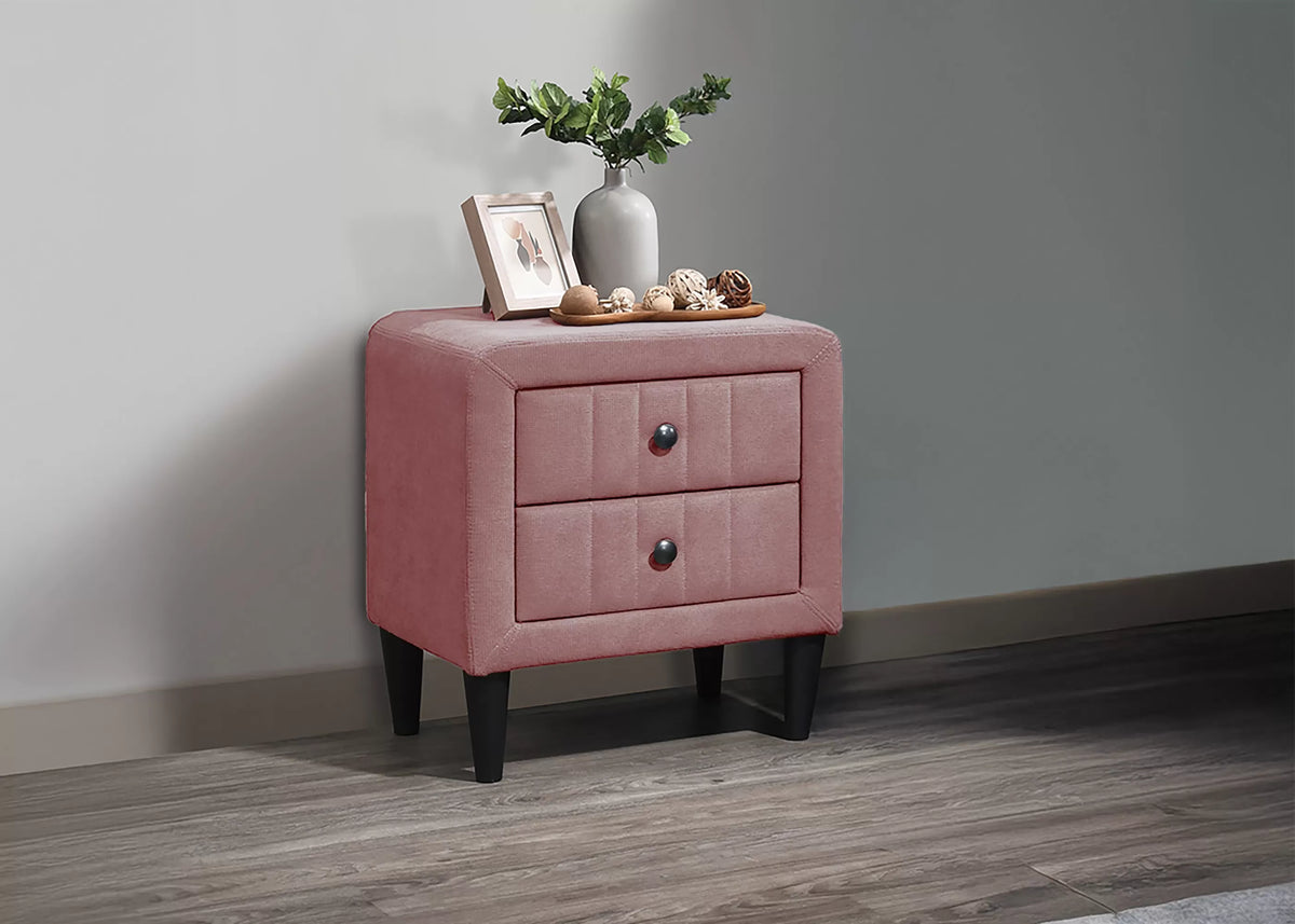 The Calloway Pink Linen Twin Bed Frame & Nightstand – 2 Piece - view 13