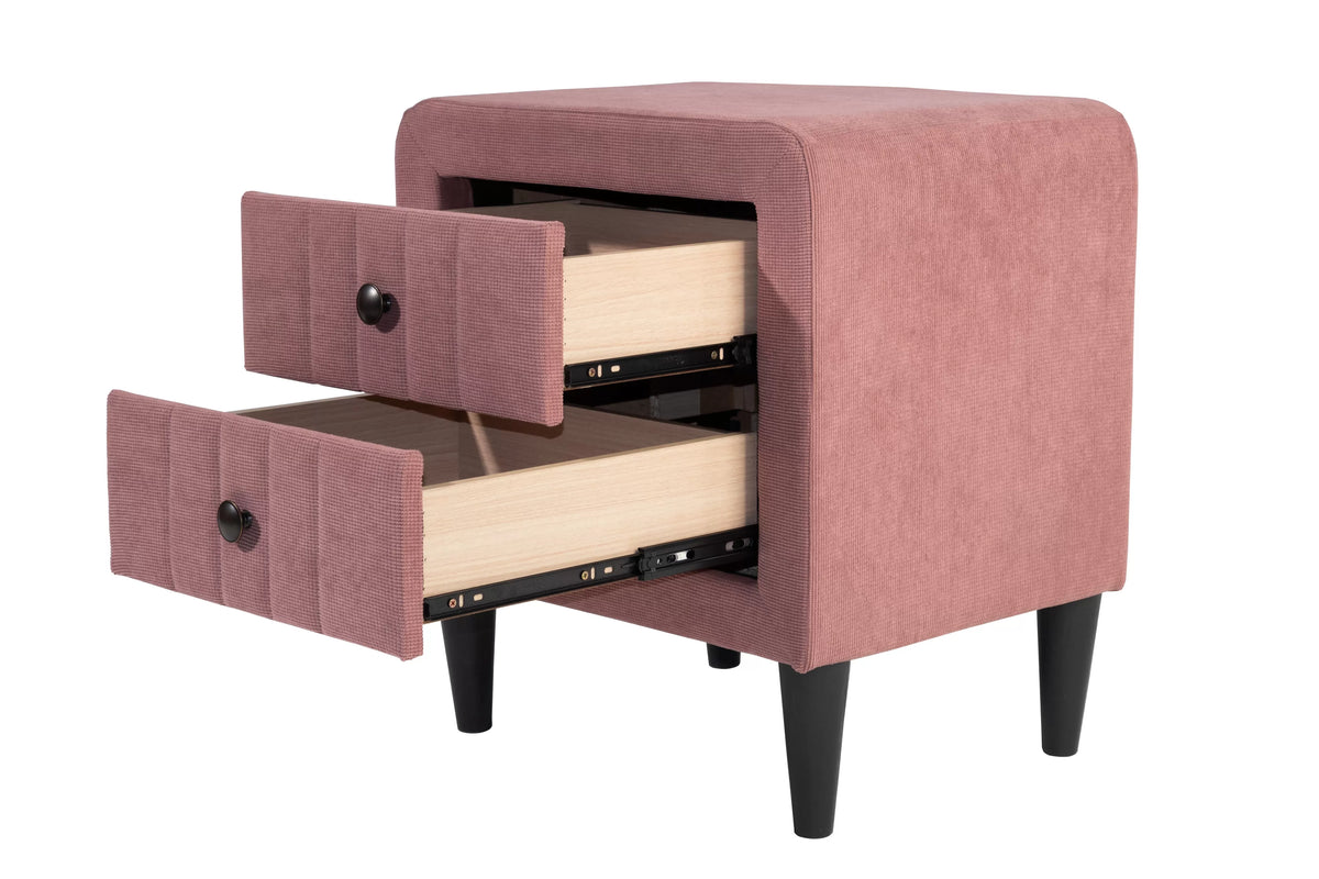 The Delaney Pink Linen Full Bed Frame & Nightstand – 2 Piece - view 18