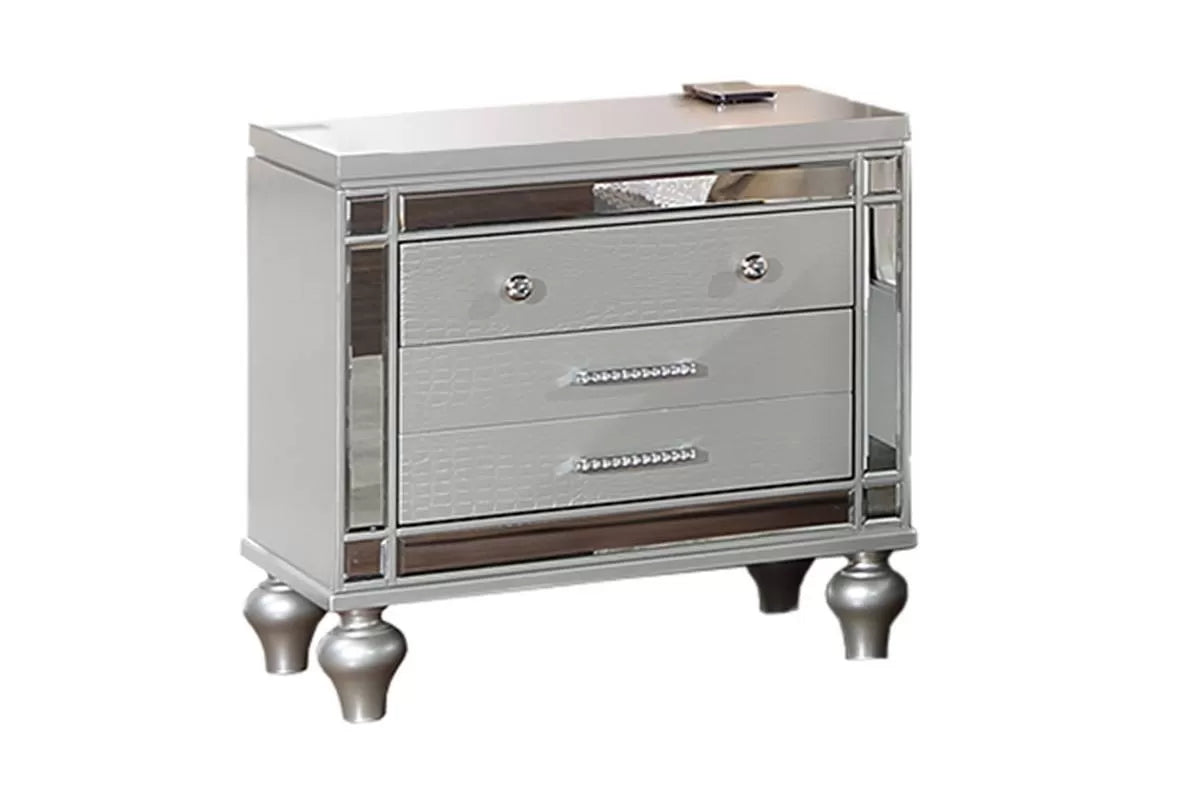 The Finch Silver Nightstand with Wireless Charging