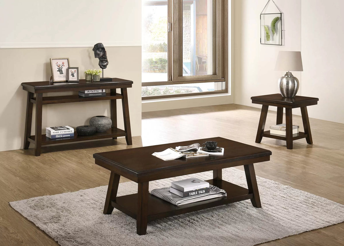 Dark Wood Console Table with Open Shelves - view 2